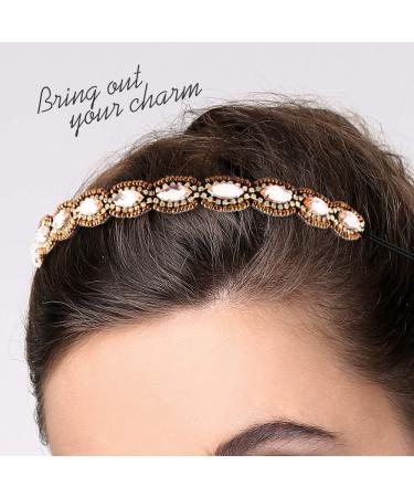Teenitor Rhinestone Beaded Elastic Headband - Set of 5 Handmade Crystal Hairbands for Women and Girls - Buy Online on GoSupps.com