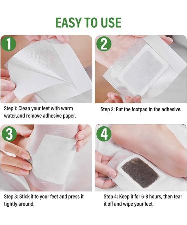 D tox Foot Pads 20 PCS - Natural Bamboo Vinegar & Ginger Adhesive Sheets for Foot & Body Care | Anti-Stress Relief, Pain & Odor Removal | Improve Sleep Quality | Everyday Use - Buy Online on GoSupps.com