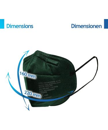 Virshields FFP2 Mundsprung Mask - 94% PFE 99.99% VFE 5-Layer Protection EN 149:2001 Made in EU Dark Green - 10-2000 Pieces Available - Buy Online on GoSupps.com