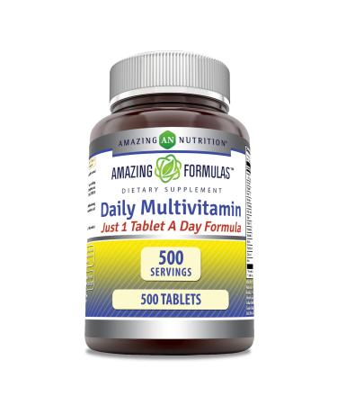 Amazing Formulas Daily Multivitamin 500 Tablets Supplement | Just 1 Tablets A Day | Non-GMO | Gluten Free | Made in USA 500 Count (Pack of 1)