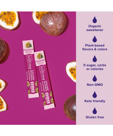Ultima Replenisher Passionfruit Electrolyte Drink Mix 20 Keto-Friendly Stickpacks with 6 Electrolytes & Trace Minerals Non-GMO Sugar-Free Hydration Packets - Buy Online on GoSupps.com