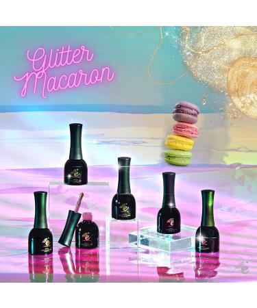 Summer Trendy Gel Polish Set - 6 pcs Glitter Nails in Rose Pink, Lavender Purple, Mint Green, Peach, Almond, Golden Shimmer - DIY Gel Nail Set Gift for Her - Buy Online on GoSupps.com