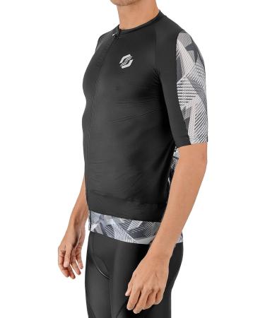 SLS3 Men's Triathlon Aero Cycle Jersey - Black/Gray Geo | Ideal for Longer Distances | Large - Buy Online on GoSupps.com