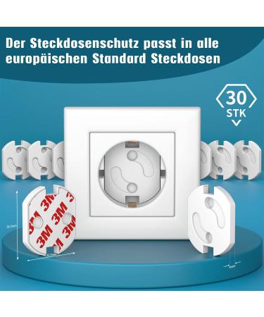 Septeteamay 30 PCs Child Protection Sockets - Safe Socket Locks with 3M Adhesive for Baby Safety - White - Buy Online on GoSupps.com