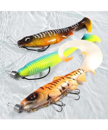 Toatelu 3-Piece Stinger Hook Set with Leader System & 5 Interchangeable Weights for Rubber Fish Jigkopf for Baits 10-18cm (S M L) | International Shipping Available - Buy Online on GoSupps.com
