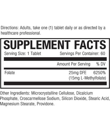SEDDS BioFolate 15mg | 60 Tablets | Bioavailable Folic Acid | Non-GMO | Gluten Free | Made in USA - Buy Online on GoSupps.com