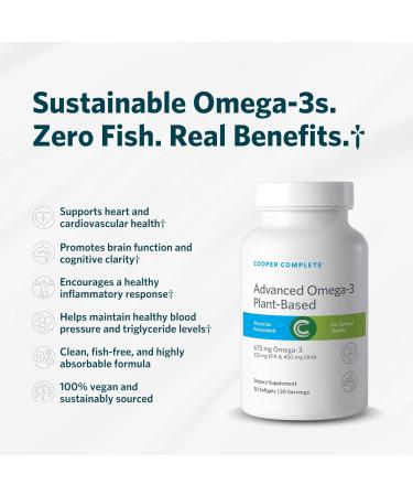 Cooper Complete Advanced Omega-3, Plant-Based Vegan Softgels, 675mg Omega-3, 225 mg EPA & 450mg DHA, 30 Servings - Buy Online on GoSupps.com