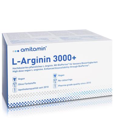 Amitamin L -Arginine 3000+ 120 capsules - German pharmacy quality high -dose 3000mg 100% vegan without unwanted additives for the active man