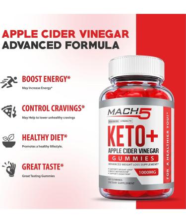 Mach5 ACV Keto Gummies with Beet Root Juice & Vitamin B12 - 60 Vegan Gummies - Buy Online on GoSupps.com