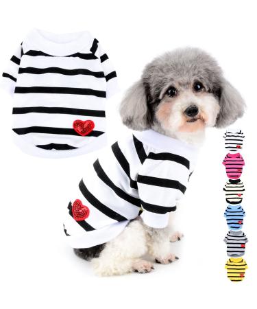 Zweitea dog shirts for small dogs summer basic t-shirt stripes puppy clothes love heart sweatshirt soft cotton tea shirt pet pullover chihuahua clothing white xl xl white