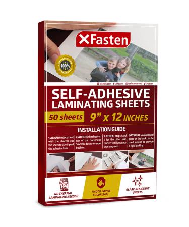 XFasten Self-Adhesive Laminating Sheets, 9 x 12 Inches (50-Pack), 4.76 Thickness (50-Pack) 9-Inches x 12-Inches