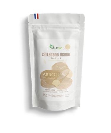Absolute Collagen | Organic Marine Collagen Powder Type 1 and 3 | Skin for Hair Nails | No Aroma Neutral Flavor | 1 Month Treatment | Made in France | Valebio