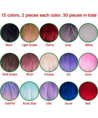 SIQUK 30 Pieces Faux Fur Pom Pom Set - Fluffy Fox Fur Pom Poms for Hats, Scarves, and Bags - 15 Bright Colors - 2 Pcs Per Color - Buy Online on GoSupps.com