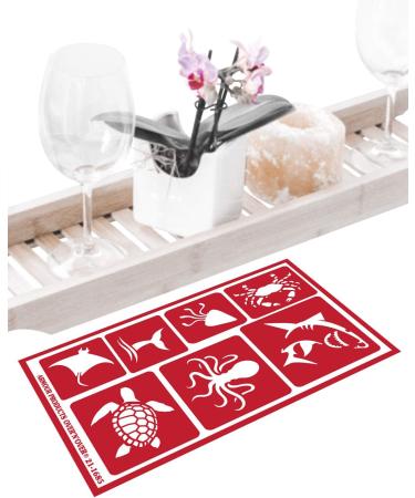 Armour Etch Over N Over Nautical Theme Glass Etching Stencils Set with Sea Creatures | Paradise Seashore Design | Includes Brush | 4 Items - Buy Online on GoSupps.com