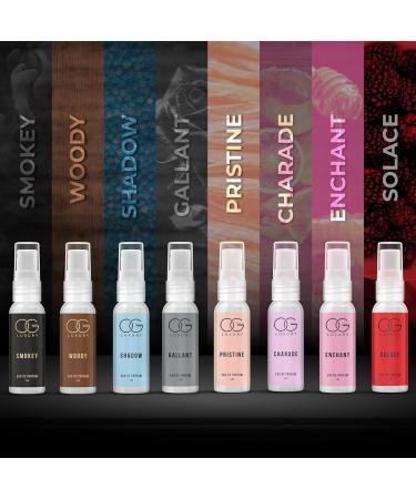 OG BEAUTY Luxury Perfume Gift Set - Unique Scents Long-lasting Eau de Parfum - Smokey Woody Shadow Gallant Pristine Charade Enchant Solace - Pack of 8 (5ml Each) - Buy Online on GoSupps.com