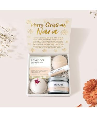 Dear Ava Spa Gifts for Women - Organic Self Care luxury Anti Stress Relaxing Bath and Body Kit Set Basket Box for Her with Heartfelt Card - Merry Christmas Gift for NANA