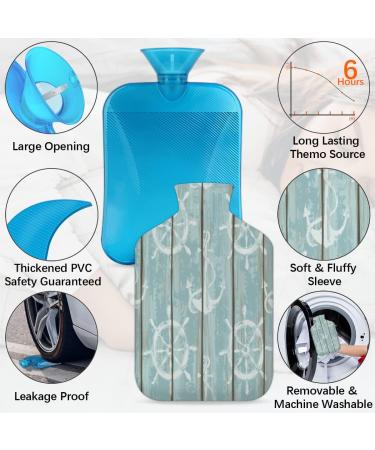 Heat Bottle with Nautical Cover - 2L Wood Anchor & Rudder Design for Bed Heating & Pain Relief - Buy Online on GoSupps.com
