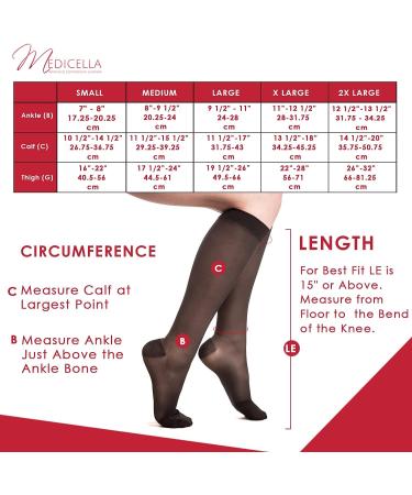 Medicella Sheer Knee High Compression Socks - Closed Toe 20-30 mmHg Medical Quality Circulation Support Stocking - Made in USA - Small Black - Buy Online on GoSupps.com