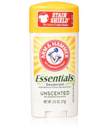 Arm & Hammer Essentials Natural Solid Deodorant Unscented 2.5 Ounce (Pack of 5)