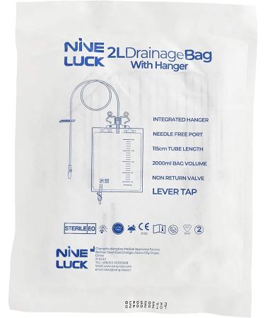 10pcs Pack of 2000ml Urine Drainage Bag with Integrated Bag Hanger and Lever Tap - Sterile Catheter Night Bags - Overnight Bedside Urine Bag - Buy Online on GoSupps.com