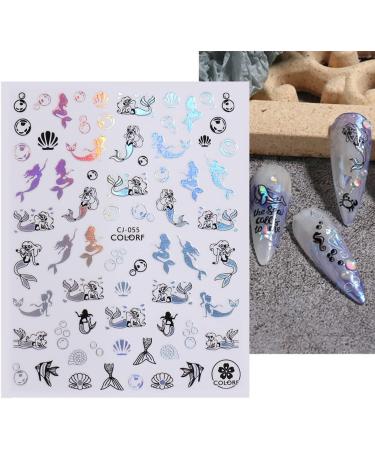 Summer Ocean Nail Art Stickers - 6 Sheets Tropical Palm Tree Decals for Women, Kids, Girls - Self-Adhesive 3D Seashell, Mermaid, Fish Designs - Acrylic Nail Decoration - Buy Online on GoSupps.com