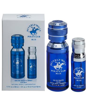 Beverly Hills Polo Club BHPC Men's Eau De Toilette Bonus Pack featuring 1.7 oz EDT + Bonus 0.5 oz EDT (Blue)