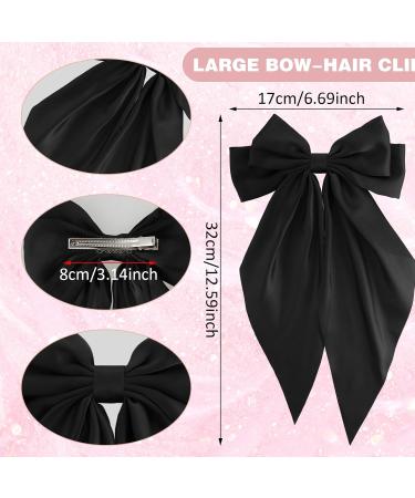 Andibro French Bow Hairpins for Women Long Tail Large Bow Barrettes Clip Soft Silky Satin Hairclip Bow Metal Duckbill Clips for Dress up Accessories Decor for Wedding Party - Buy Online on GoSupps.com