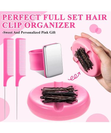 Inbagi Magnetic Bobby Pin Holder Set - Pink | Magnetic Hair Clip Organizer with Wrist Strap Bracelet, 2 Hair Combs, 30 Bobby Pins - Buy Online on GoSupps.com