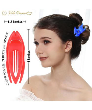 RC Roche 6-Piece French Curved Hair Clips - High-Quality Non-Slip Hair Clamps for Women & Girls - Medium Rainbow Multifoliate - Buy Online on GoSupps.com