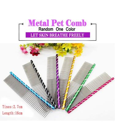 Meetory Stainless Steel Pet Comb | Dog Grooming Comb with Rounded Teeth for Large, Medium, Small Dogs & Cats - 16cm - Buy Online on GoSupps.com