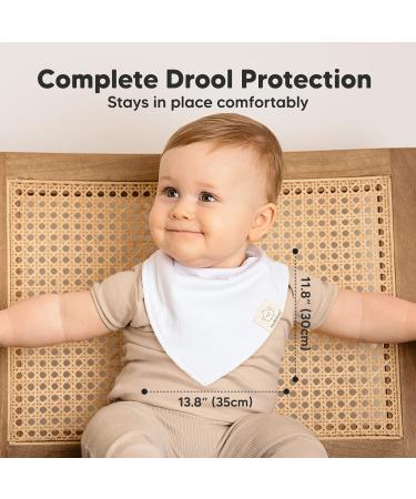 8 Pack Organic Cotton Triangle Baby Bibs - Super Absorbent Unisex Bandana Neckerchiefs for Infants | Ideal for Drooling & Teething - Buy Online on GoSupps.com