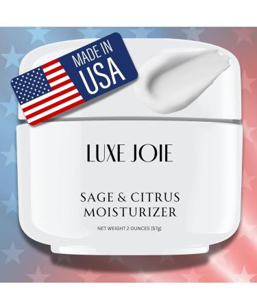 LuxeJoie Sage & Citrus Moisturizer Oil-Free Natural Face Cream for All Skin Types | Anti-Wrinkle & Tightening | 2 oz - Buy Online on GoSupps.com