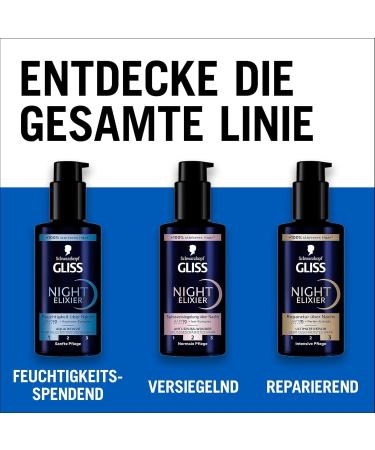 handle Gliss Night Elixier Ultimate Repair 2 x 100 ml hair serum regenerates damaged hair during sleep hair care leaves soft and regenerated hair overnight 100 ml 2er Pack - Buy Online on GoSupps.com