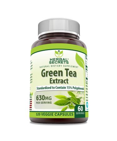 Herbal Secrets Green Tea Extract 630 Mg Per Serving | Veggie Capsule Supplement | Non-GMO | Gluten Free | Made in USA (1 Pack 120 Count) 120 Count 1 Count (Pack of 1)