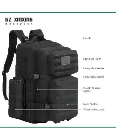 GZ XINXING 45L Large Molle Military Tactical Backpack - Black - Buy Online on GoSupps.com