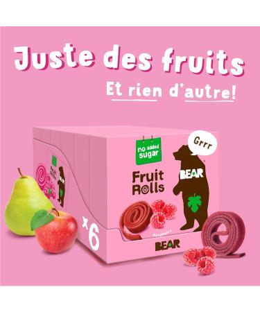 BEAR Fruit Rolls Saveur Framboise | 100% Ingr dients Naturels | Sans Sucres Ajout s | Go ter Sain pour Enfants & Adultes | 30 Sachets de 20g | 600g - Buy Online on GoSupps.com
