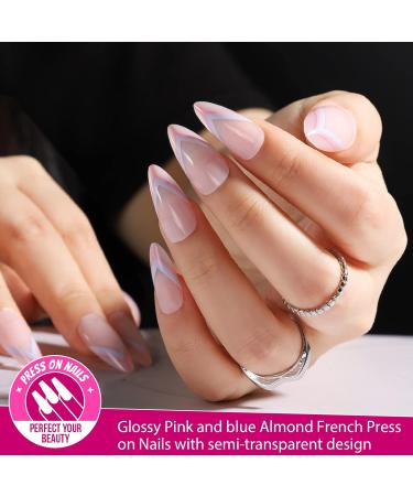 Teenitor Almond Press on Nails Set - 4 Styles, Medium Length, Matte Finish, Full Cover Acrylic False Nails with Glue and File - for Women and Girls - Buy Online on GoSupps.com