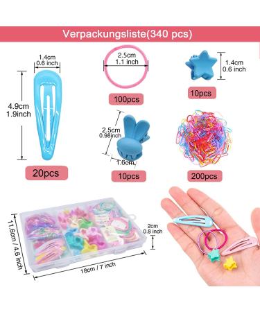 340-Piece Multi-Colored Hair Jewelry Set - Clips Bands & Ties for Girls & Babies | Perfect Hair Accessories for Kids - Buy Online on GoSupps.com