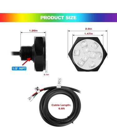 HUSUKU 2inch 2000LM 36W Underwater Drain Plug Light for Boat Pool - IP68 Waterproof Al-Alloy Marine LED Plug Light | Fishing Boat Yacht Pontoon Pool Light 2000LM RS2-0 - Buy Online on GoSupps.com