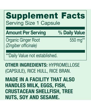 Ginger Root 550 mg Capsules Digestive Health Support Nausea & Bloating Relief Herbal Dietary Supplement 100 Count+ e-Book Vitamins and Mineral Guide - Buy Online on GoSupps.com