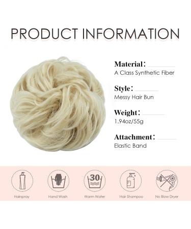 MY-LADY Messy Hair Buns Extension Scrunchies - Thick Wavy Curly Ponytail Chignon Hairpiece 55g Bleach Blonde - Buy Online on GoSupps.com