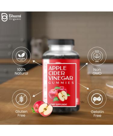 Bhumi Organic Apple Cider Vinegar Gummies with B12 and Beetroot Red and White 1000mg 60 Count for Energy Digestion Detox Support - Buy Online on GoSupps.com