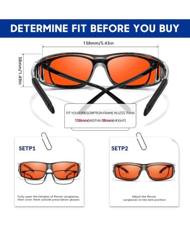 Xfeel Fit Over Blue Light Blocking Glasses for Men & Women - A-Grey Frame Dark-Amber (99%) | Protect Your Eyes from Computer TV Gaming - Buy Online on GoSupps.com