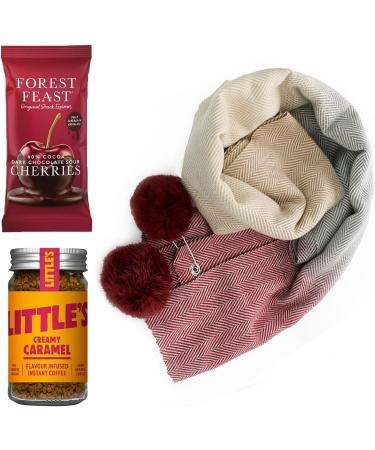 Luxury Heart Velvet Giftbox Hamper with Scarf CoffeeChocolate for Her Woman Birthdays Mothers Day - Scarf Coffee & Chocolate Red - Buy Online on GoSupps.com