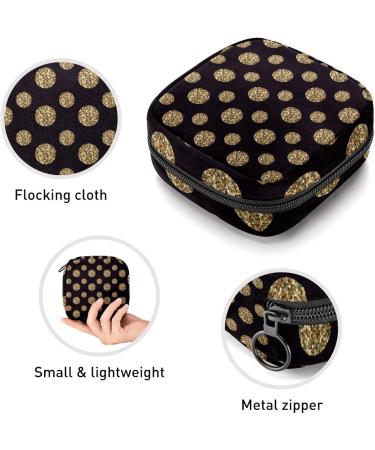 Polka Dot Black & Gold Menstrual Cup Bag - Portable Feminine Storage Pockets for Women & Teens - Multi-Colored Tampon Holder - Buy Online on GoSupps.com