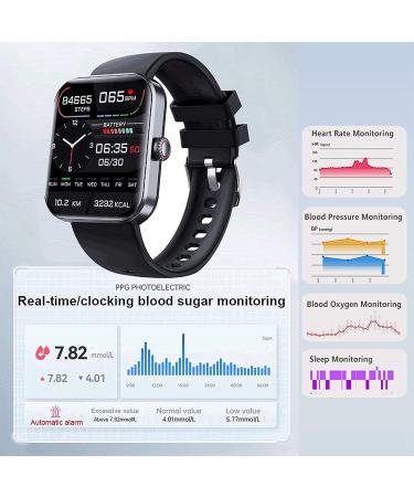 Non-Invasive Glucose Monitoring Smartwatch - Blood Sugar, Pressure, Oxygen Tracker & Fitness Watch (Black) - Buy Online on GoSupps.com