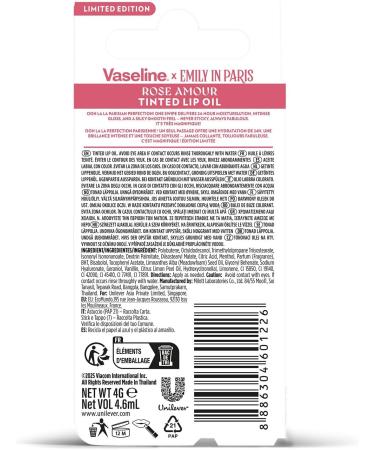  Vaseline Vaseline x Emily in Paris Lip Oil Rose Amour tinted lip gloss for fuller lips (Rose Amour - 1 x 4g) - Buy Online on GoSupps.com