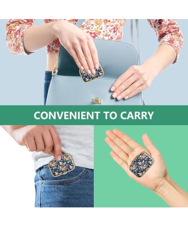 Retro Rose Floral Pill Box with Mirror | 2-Piece Portable Bronze Vitamin & Supplement Holder | Perfect Travel Gift for Wallet or Bag - Buy Online on GoSupps.com