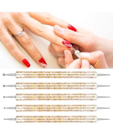Jinlaili 5 Piece Nail Art Dotting Tools Set Nail Dot Pen Dotting Tool Set Rhinestone Picker Dotting Pen for Nail Art Rhinestones Dot Work Line Drawing (Gold) - Buy Online on GoSupps.com