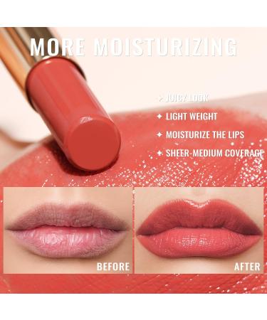 Oulac Apricot Peach Lipstick - Moisture Shine Hydrating Lipstick & Tinted Lip Balm | Juicy Glossy Finish Vegan Cruelty-Free Apricot Crush - Buy Online on GoSupps.com
